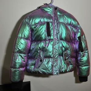 Iridescent puffer jacket